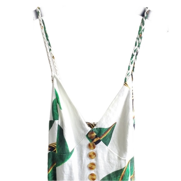 FARM RIO Amazonia Resort Wear Cami Button Front Linen Blend Midi NWT xSmall - Picture 7 of 9